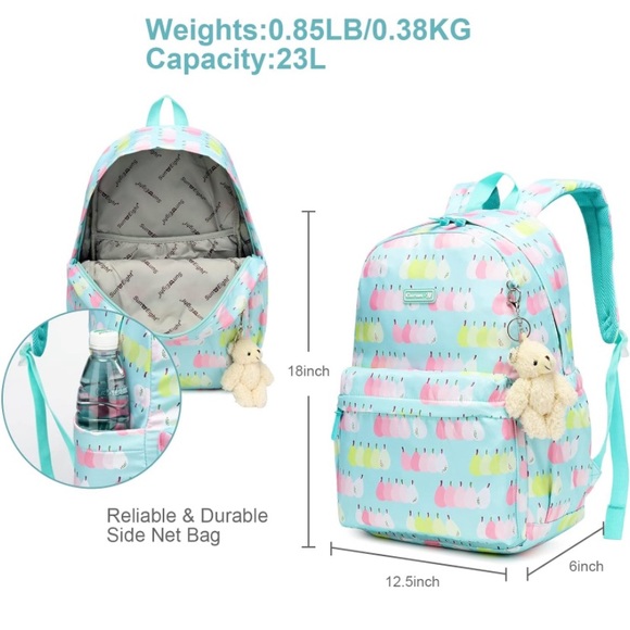 Caran-Y  School Backpack for Girls Light Weight Suitable for 6 Up Durable - Picture 2 of 4